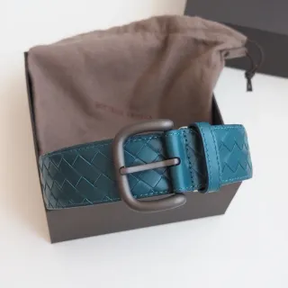 Bottega Veneta बुना Intrecciato टील चर्म बेल्ट