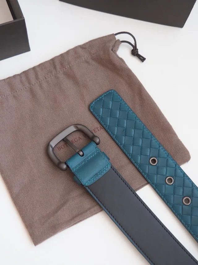 Bottega Veneta tressé Intrecciato Ceinture en cuir Teal 6