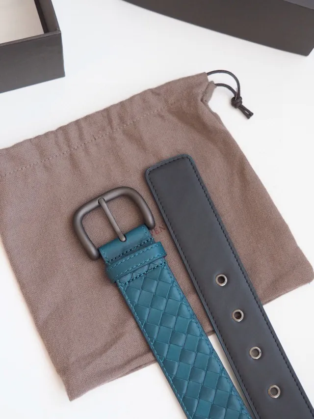 Bottega Veneta tressé Intrecciato Ceinture en cuir Teal 7