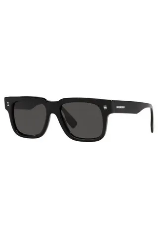 Burberry Black Gray Rectangular Acetate Frame Gold-Tone Rivet Accents Sunglasses 2