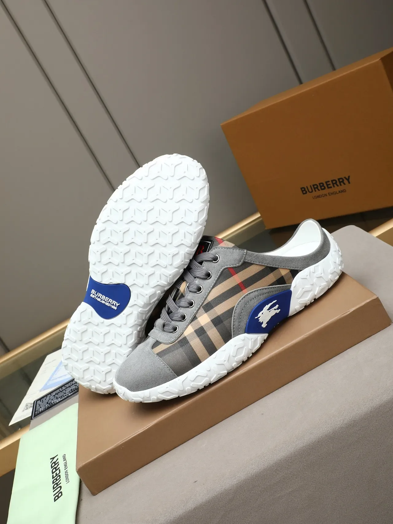 Burberry Check and Suede Lifestyle Sneaker 4