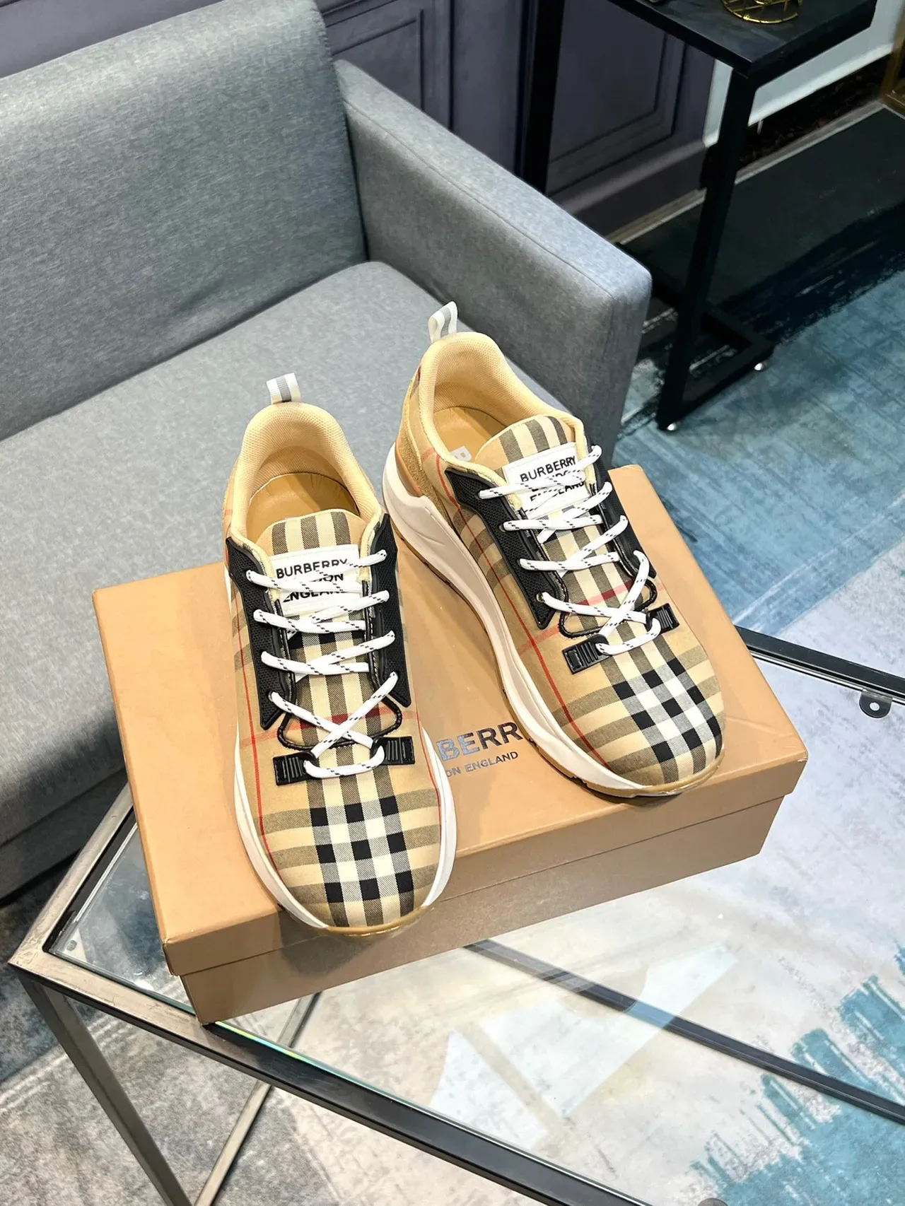 Burberry Check Pattern Lifestyle Sneakers 4
