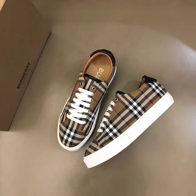 Burberry Check حذاء رياضي بيج أسود كاروه قماش كانفاس علوى مسطح سولا مطاط أبيض أسلوب حياة حذاء سنيكر 8