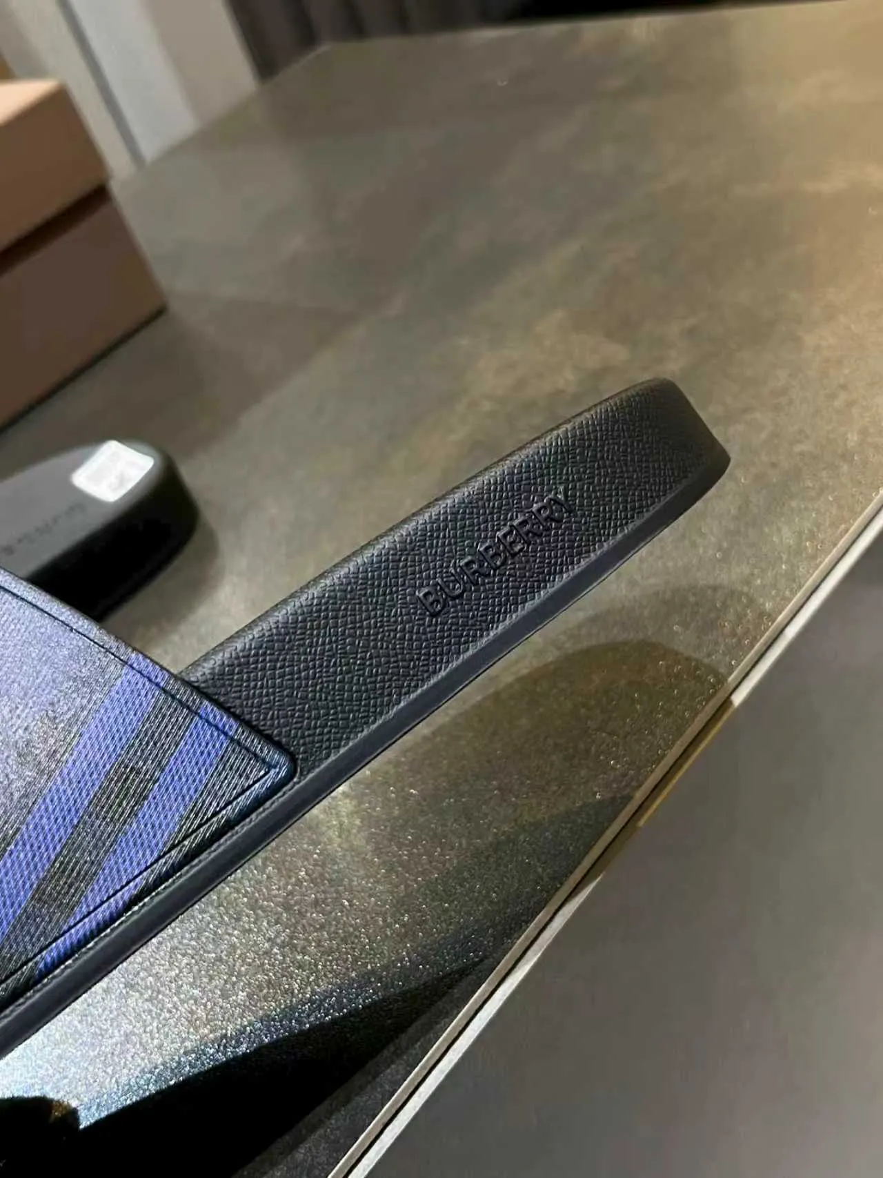 Burberry Check Strap Black Slippers 3