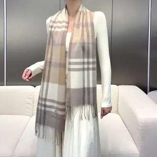Burberry Classic Check Beige Taupe Cashmere Scarf