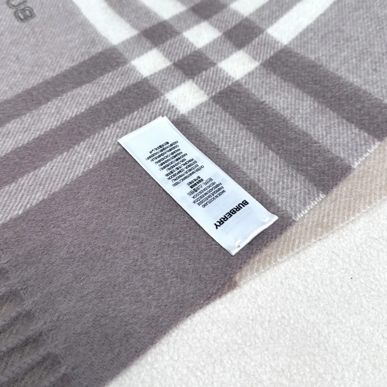 Burberry Classic Check Beige Taupe Cashmere Scarf 2