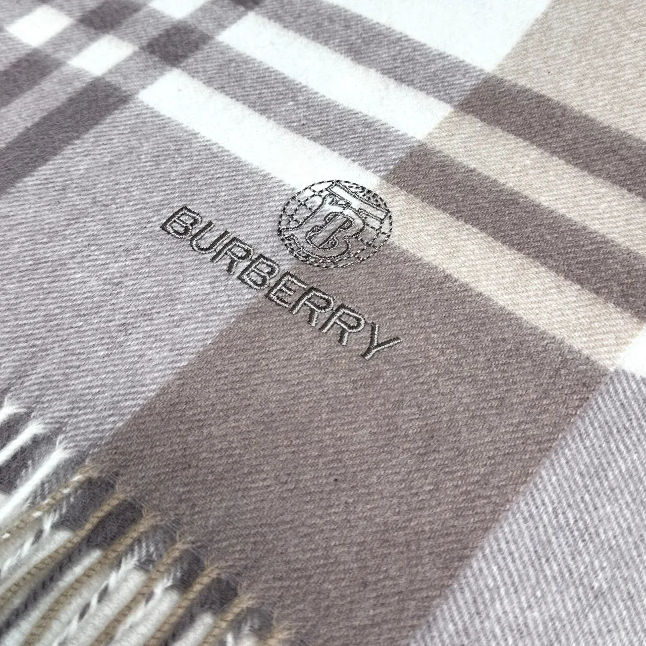 Burberry Classic Check Beige Taupe Cashmere Scarf 4