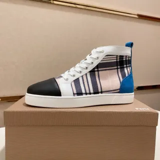 Burberry উঁচু টপ চেক প্যানেল রঙের ব্লক লাইফস্টাইল স্নিকার্স