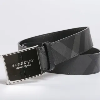 Burberry Knight Black Geometric Check Leather Belt