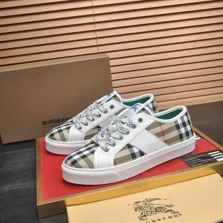 Burberry Knight Check and Leather Low-Top Lifestyle Sneakers