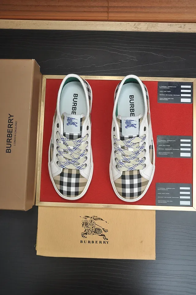 Burberry Knight Check e Couro Tênis Lifestyle Low-Top 4