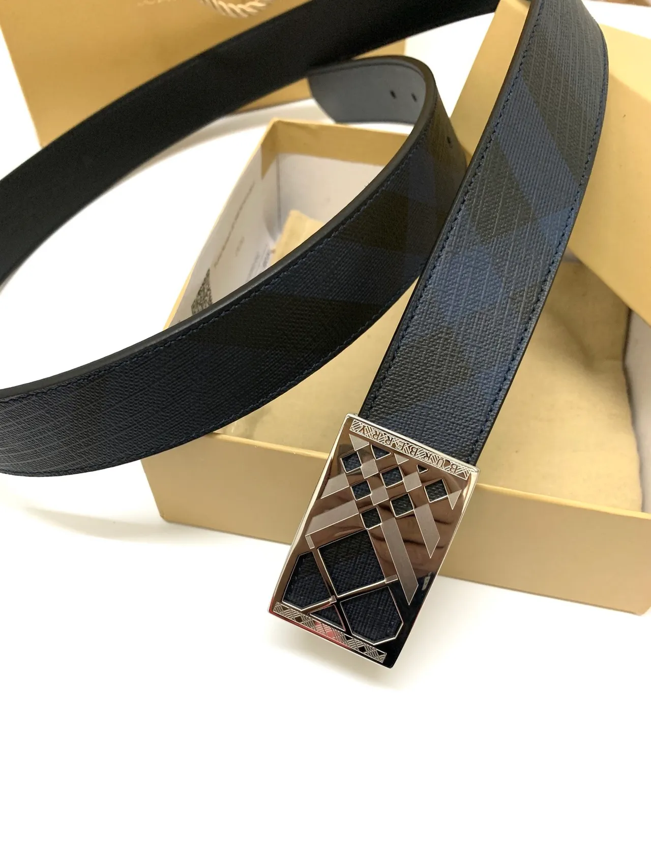 Burberry Knight Check Reversible Leather Belt 5