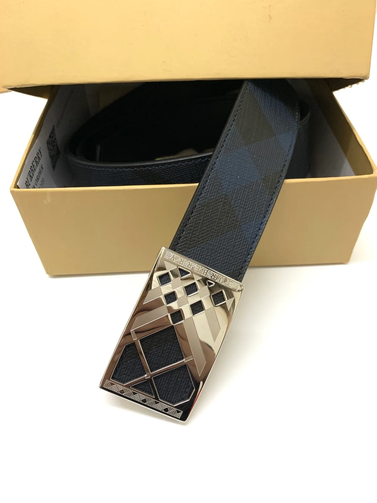 Burberry Knight Check Reversible Leather Belt 7