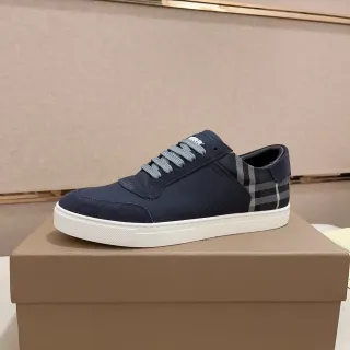 Burberry Knight নেভি সুয়েড এবং হাউস চেক লাইফ স্টাইল স্নিকার্স