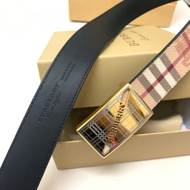 Burberry Knight Nova Check Beige Burgundy ceinture en cuir 3