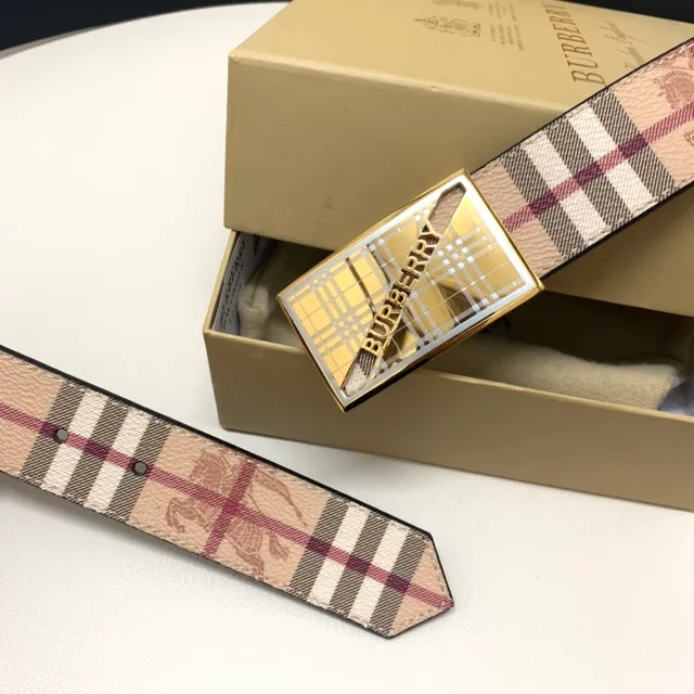 Burberry Knight Nova Check Beige Burgundy ceinture en cuir 4