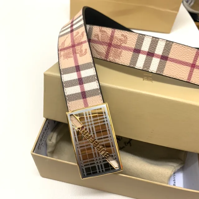 Burberry Knight Nova Check Beige Burgundy ceinture en cuir 5