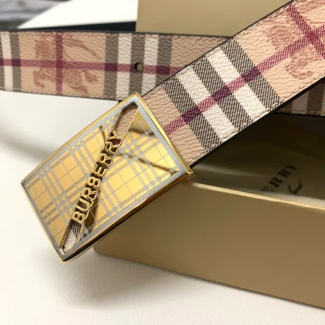 Burberry Knight Nova Check Beige Burgundy ceinture en cuir 6