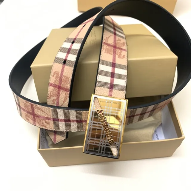 Burberry Knight Nova Check Beige Burgundy ceinture en cuir 9