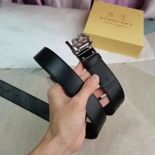 Burberry Knight Reversible TB Monogram Black Leather Belt