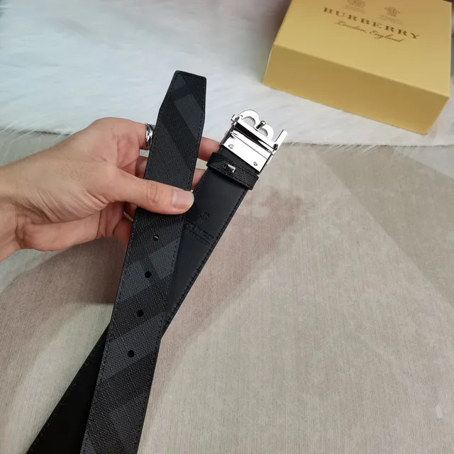 Burberry Knight Reversible TB Monogram Black Leather Belt 2