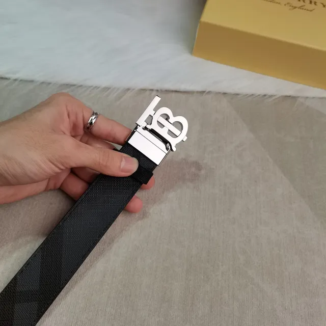 Burberry Knight Reversible TB Monogram Black Leather Belt 4