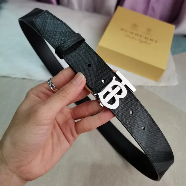 Burberry Knight Reversible TB Monogram Black Leather Belt 5