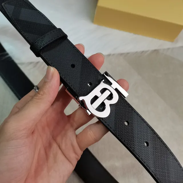 Burberry Knight Reversible TB Monogram Black Leather Belt 6