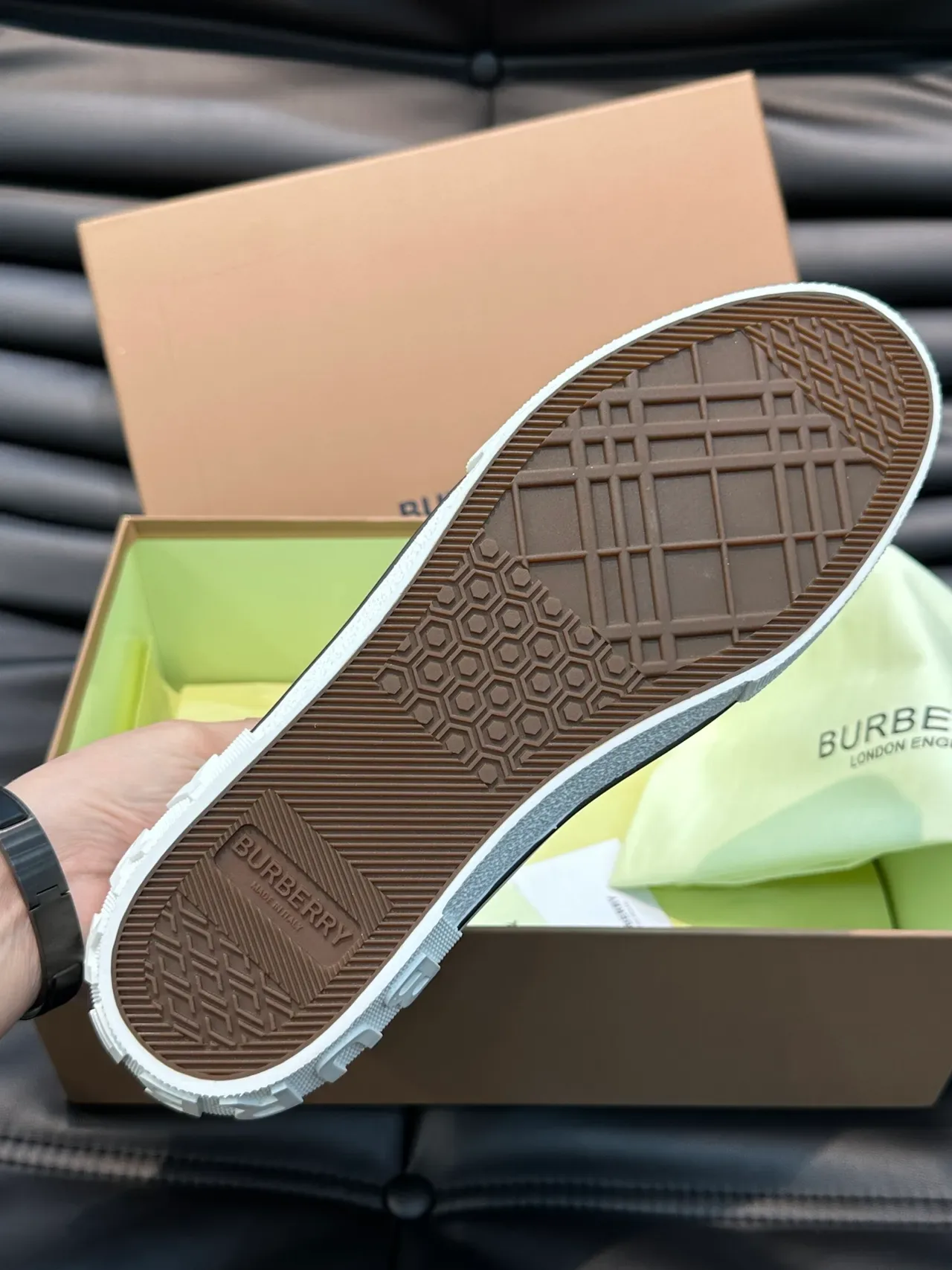 Burberry Knight White and Check Pattern Lifestyle Sneakers 2