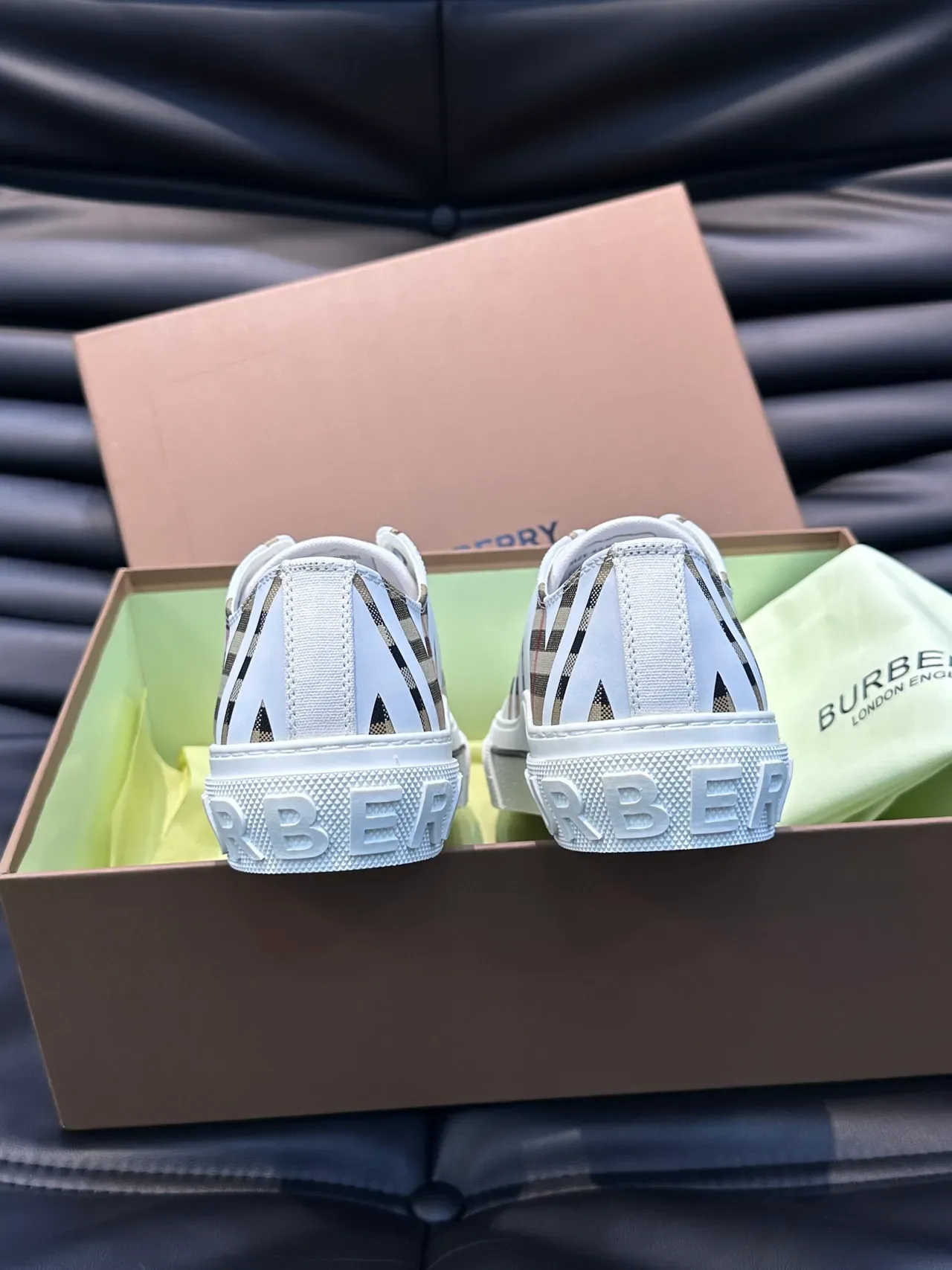 Burberry Knight White and Check Pattern Lifestyle Sneakers 3