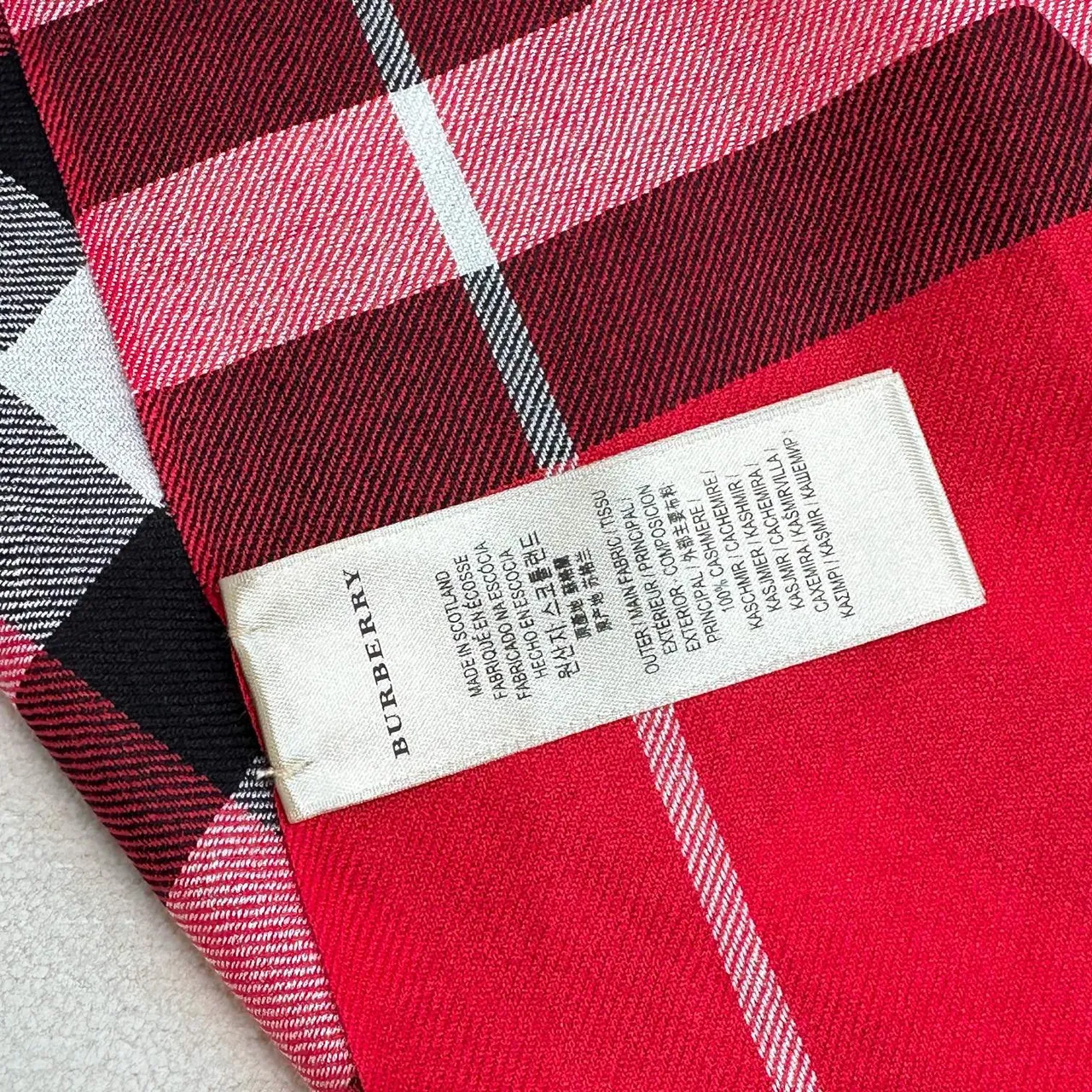 Burberry Nova Check Red Multicolor Oversized Fringed Shawl 2