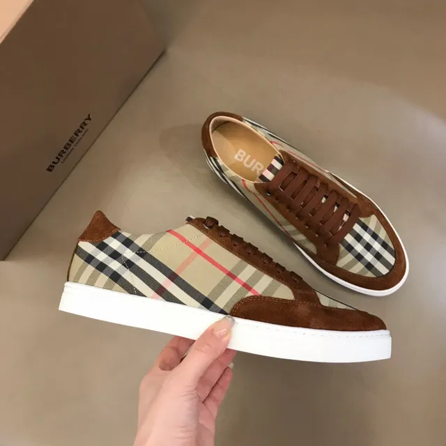 Burberry Nova Check Sneaker Marron Panneaux Multicolores Daim Surimpressions Chaussures Lifestyle 6