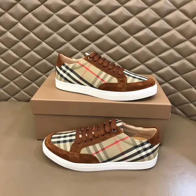 Burberry Nova Check Sneaker Marron Panneaux Multicolores Daim Surimpressions Chaussures Lifestyle 7