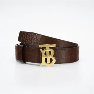 Burberry TB Belt भूरा क्रॉक-एम्बॉस्ड चमड़े की बेल्ट
