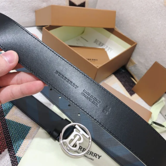 Burberry TB Ceinture Navy Blue et Black Check en Cuir 3