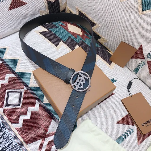 Burberry TB Ceinture Navy Blue et Black Check en Cuir 4
