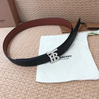Burberry TB Monogram Belt Black and Brown Leather Belt