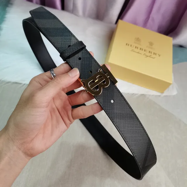 Burberry TB Monogram Ceinture en cuir avec boucle dorée 3