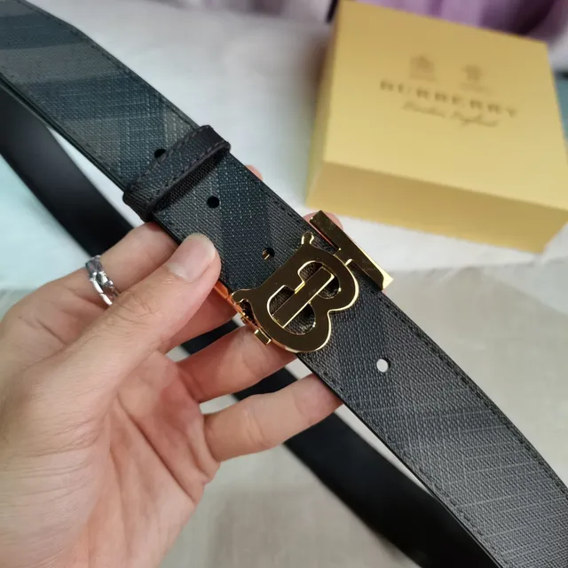 Burberry TB Monogram Ceinture en cuir avec boucle dorée 4