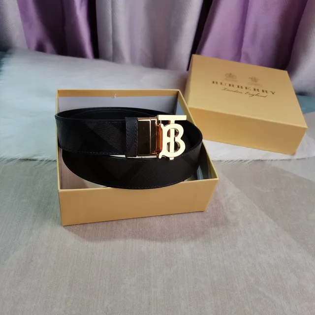 Burberry TB Monogram Ceinture en cuir avec boucle dorée 5