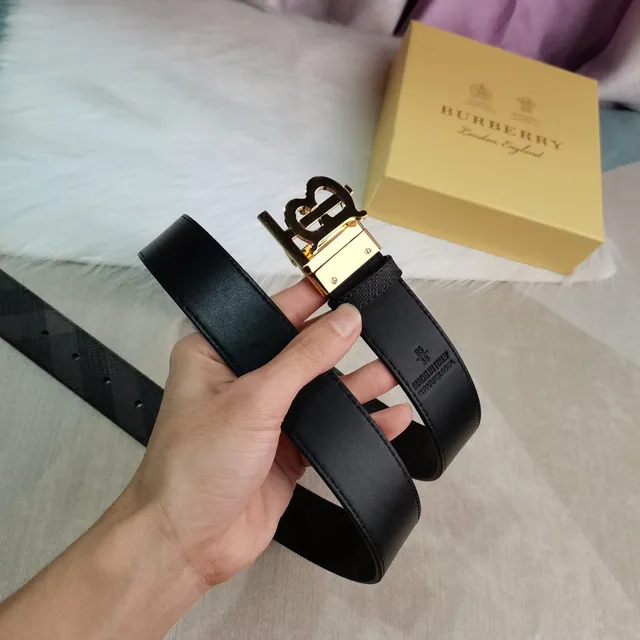 Burberry TB Monogram Ceinture en cuir avec boucle dorée 6