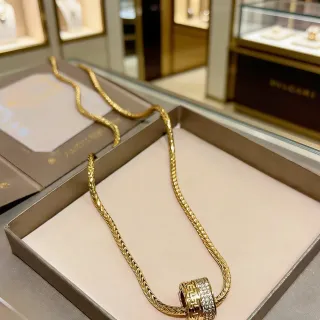 Bvlgari B.zero1 সোনা রূপা বুনা সিলসিলা ঘোরানো ডাবল ব্যান্ড পেন্ডেন্ট নেকলেস