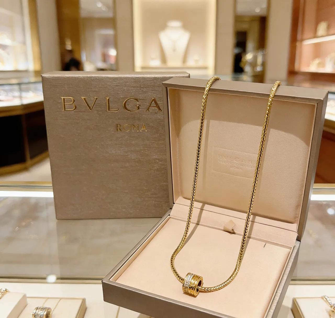 Bvlgari B.zero1 Chaîne tressée or argent chaîne rotative double bande collier pendentif 2