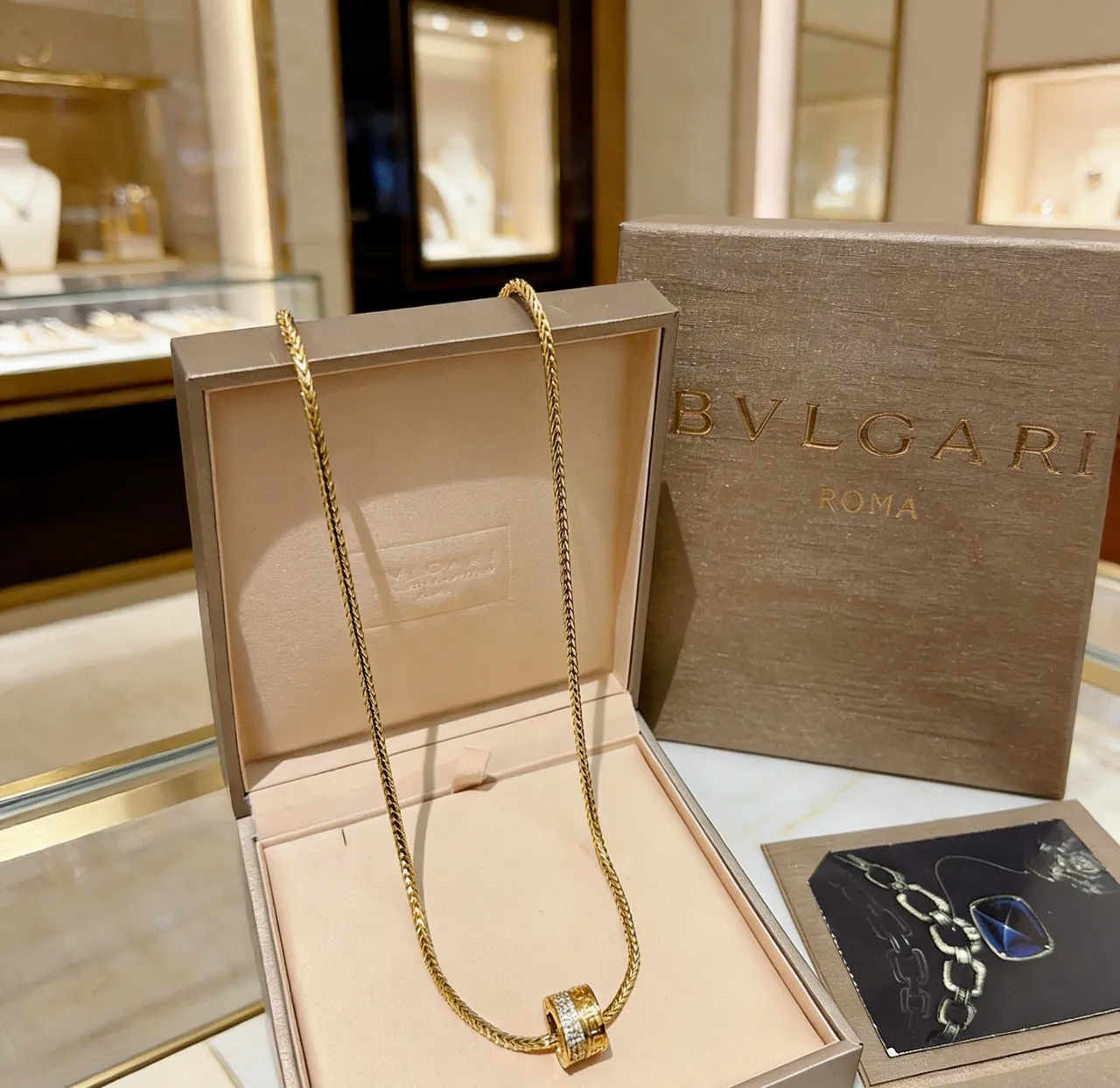 Bvlgari B.zero1 Chaîne tressée or argent chaîne rotative double bande collier pendentif 4