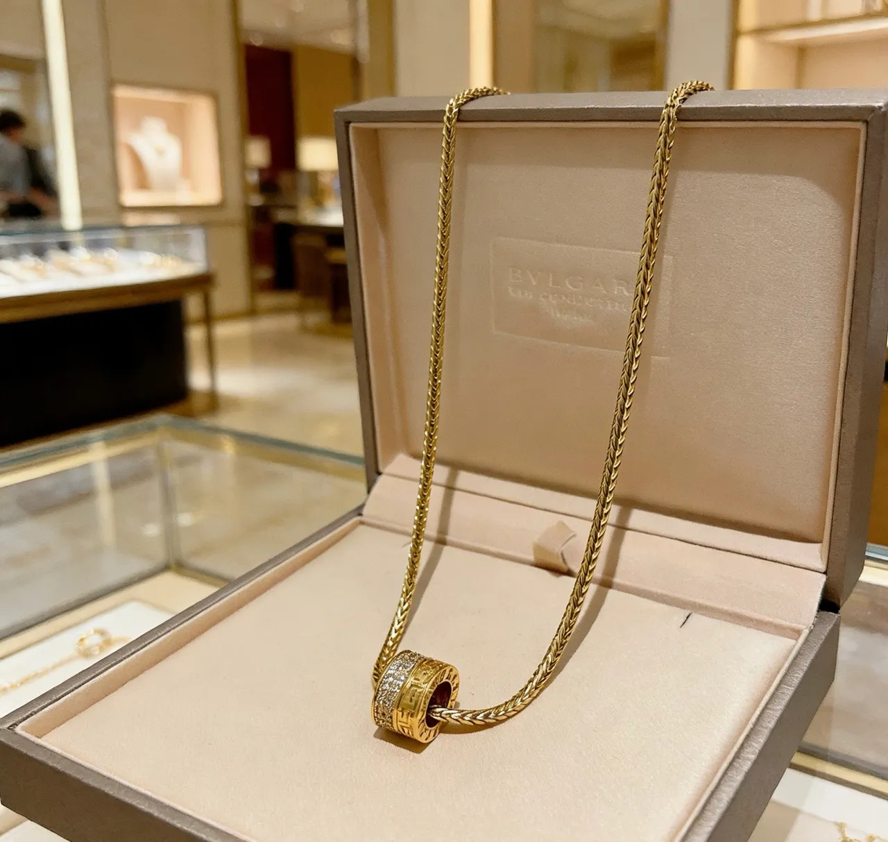 Bvlgari B.zero1 Chaîne tressée or argent chaîne rotative double bande collier pendentif 7