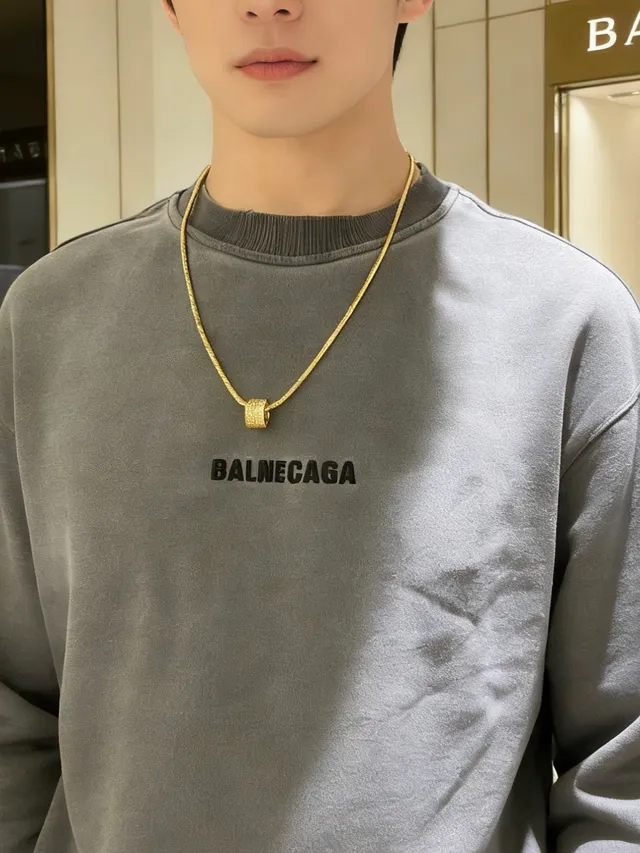 Bvlgari B.zero1 Chaîne tressée or argent chaîne rotative double bande collier pendentif 8