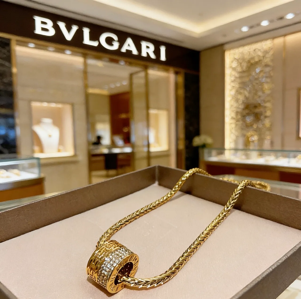Bvlgari B.zero1 Chaîne tressée or argent chaîne rotative double bande collier pendentif 9