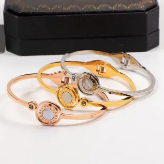 Bvlgari B.zero1 सोना चांदी हिंग्ड बैंगल सर्कुलर लॉगो मेडेलियन ब्रेसलेट