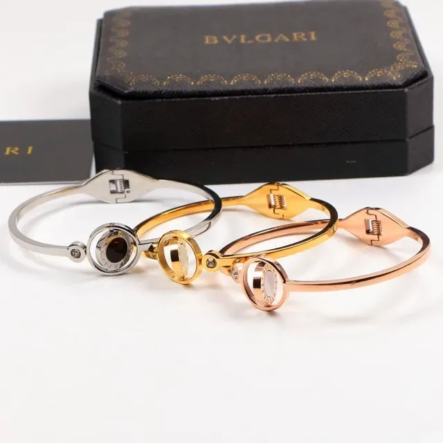 Bvlgari B.zero1 Bracelet Or Argent à Charnière Médaille Circulaire Logo 2