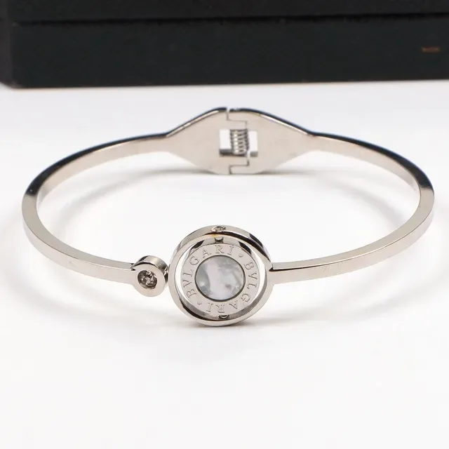 Bvlgari B.zero1 Bracelet Or Argent à Charnière Médaille Circulaire Logo 3